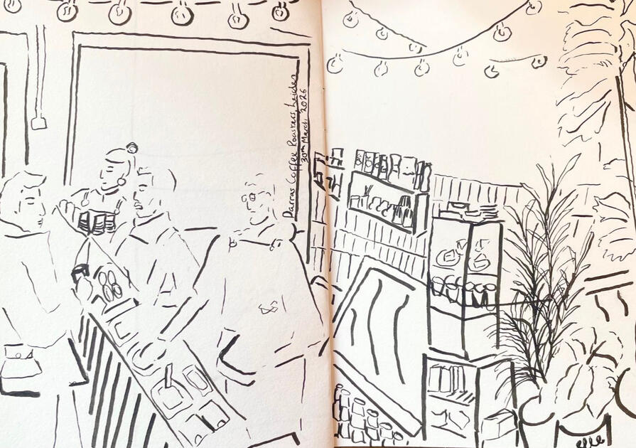 Drawn from life at Darras Coffee, Leiden