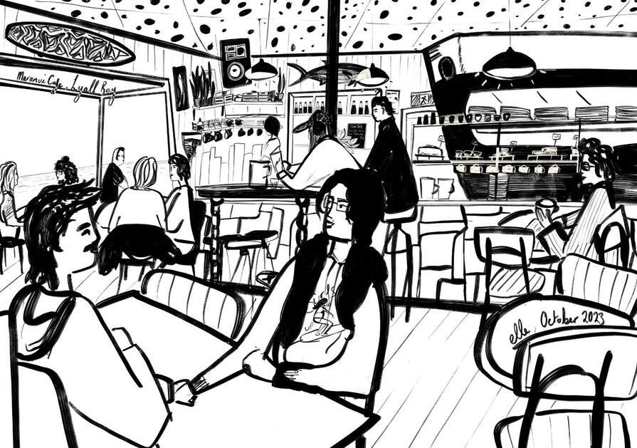 Drawn from life at Maranui Cafe, Aotearoa
